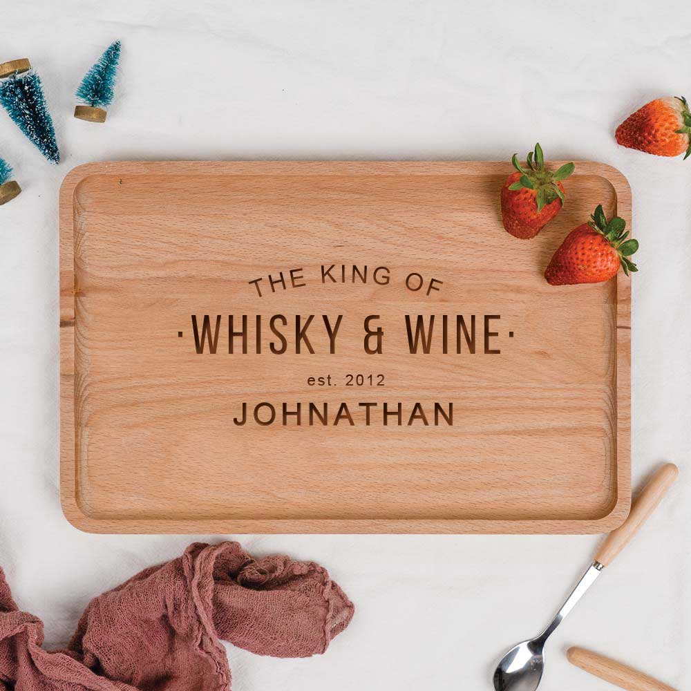 Engraved Wooden Serving Tray - The King Of Design