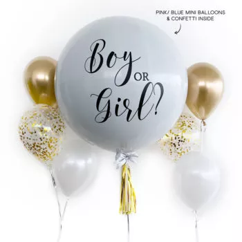 Boy or Girl Gender Reveal Balloon 36 inch confetti and mini balloons stuffed