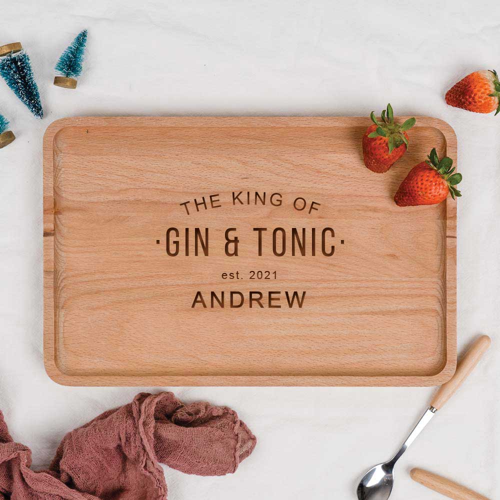 Engraved Wooden Serving Tray - The King Of Design