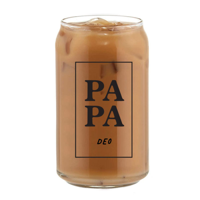 PAPA Custom Name Design Beer Coffee Can Glass Cold Beverage Glass