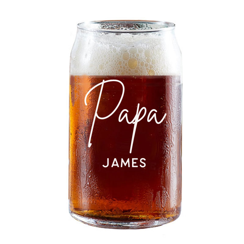 Dad Est.Year with custom name modern aesthetic Beer Coffee Can Glass Cold Beverage Glass