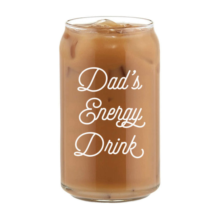 Dad's Energy Drink modern aesthetic Beer Coffee Can Glass Cold Beverage Glass