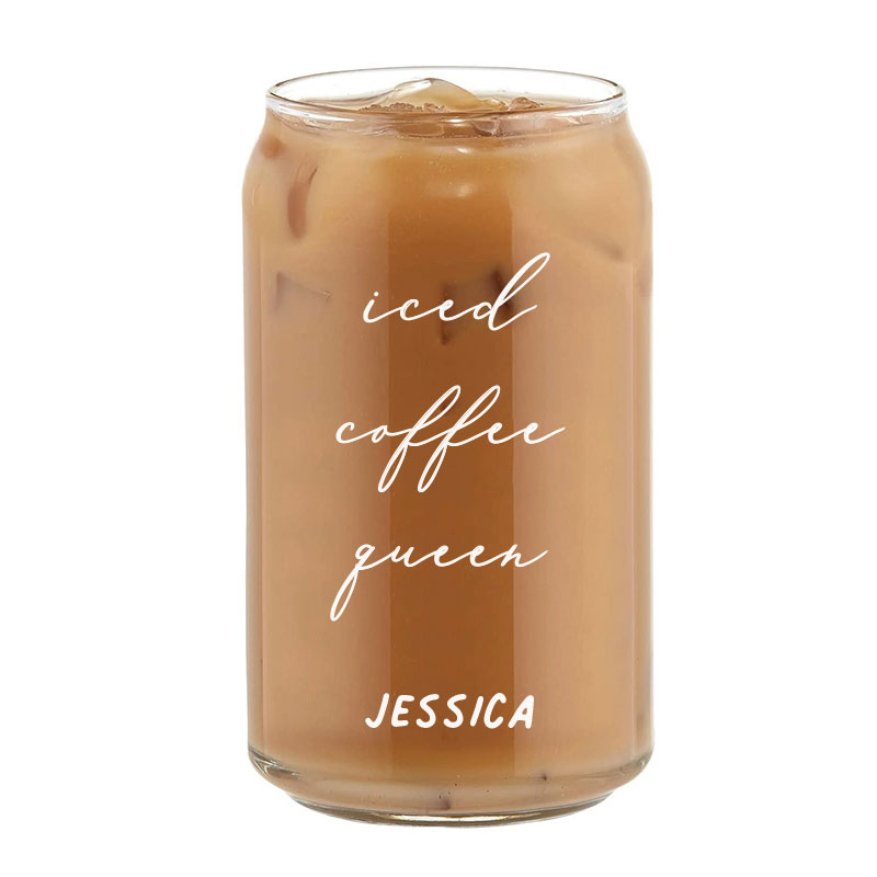 Custom Script Title Custom Name Coffee Can Glass Cold Beverage Glass