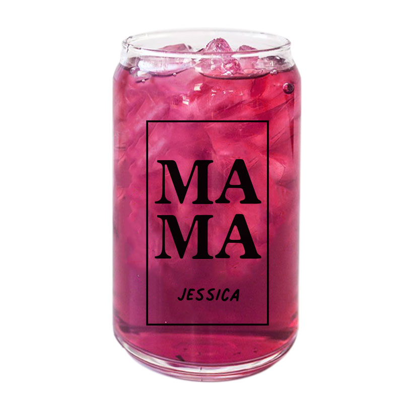 MAMA Typography Design Custom Name Coffee Can Glass Cold Beverage Glass
