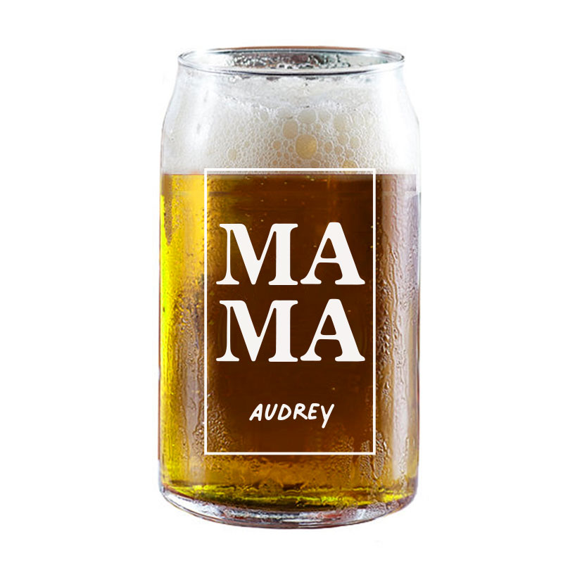MAMA Typography Design Custom Name Coffee Can Glass Cold Beverage Glass