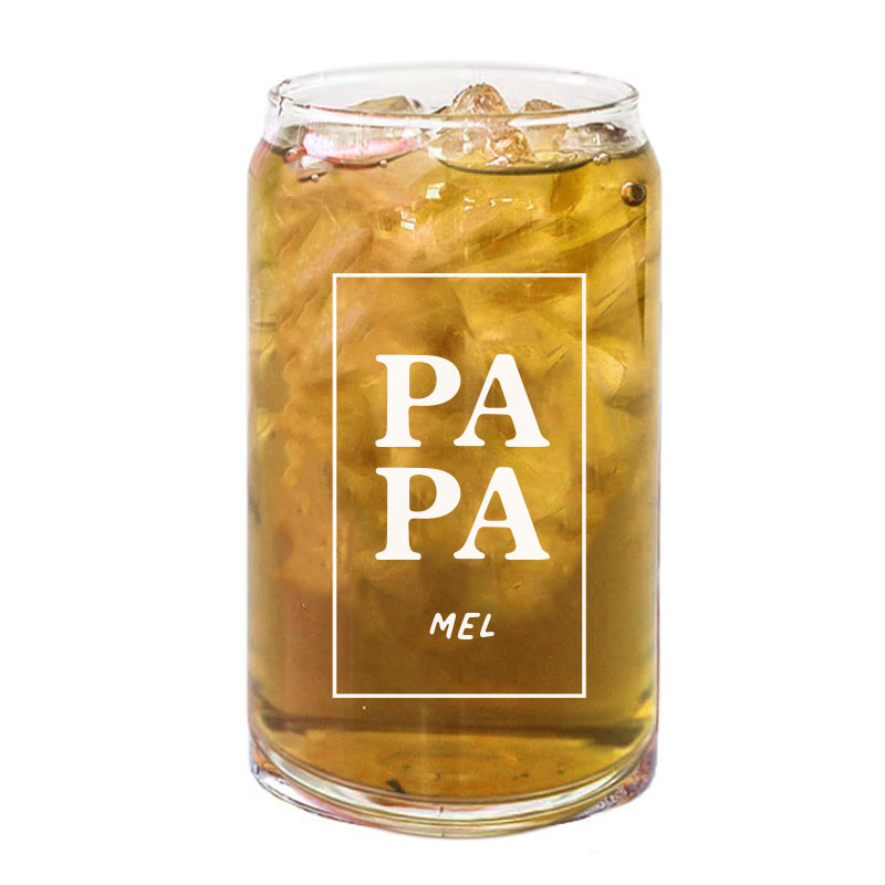 PAPA Custom Name Design Beer Coffee Can Glass Cold Beverage Glass