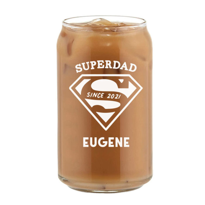 Superdad custom name Beer Coffee Can Glass Cold Beverage Glass