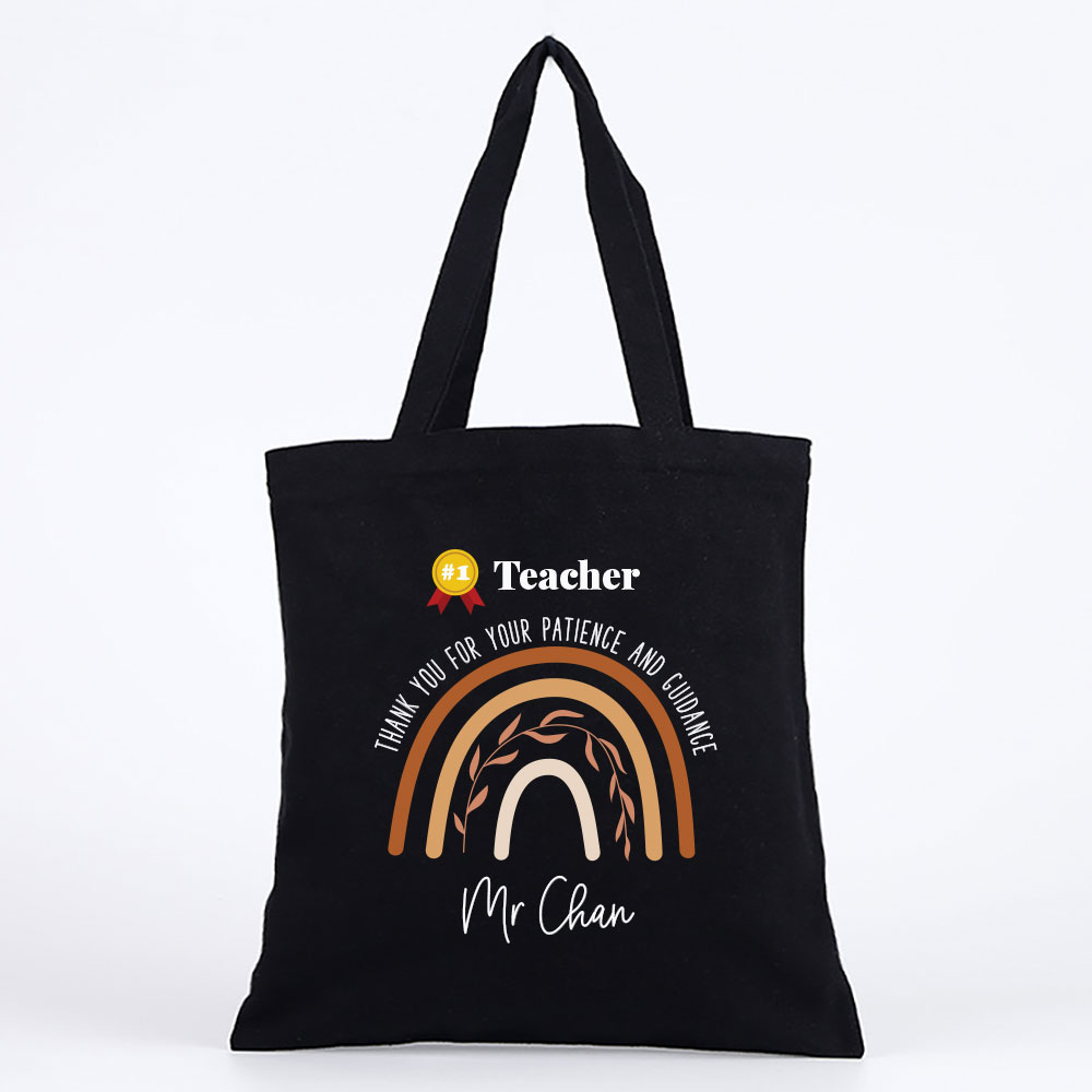 Boho Rainbow #No.1 Teacher Design Tote Bag