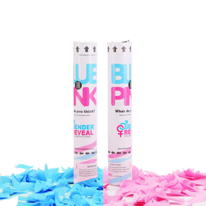 Gender Reveal Cannon Party Popper - (Blue/ Pink) Confetti Kit