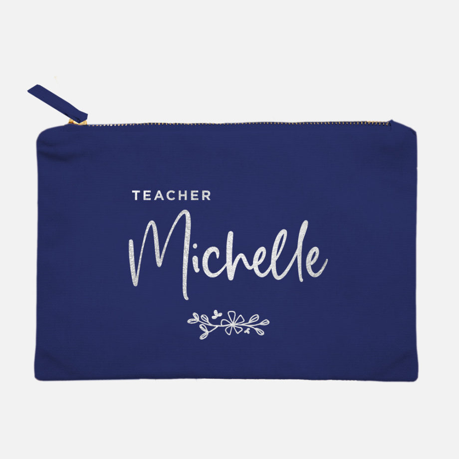 [Custom Name Custom Subtext] Cotton Canvas Cosmetic Bag and Travel Make Up Pouch Teachers Day Gift