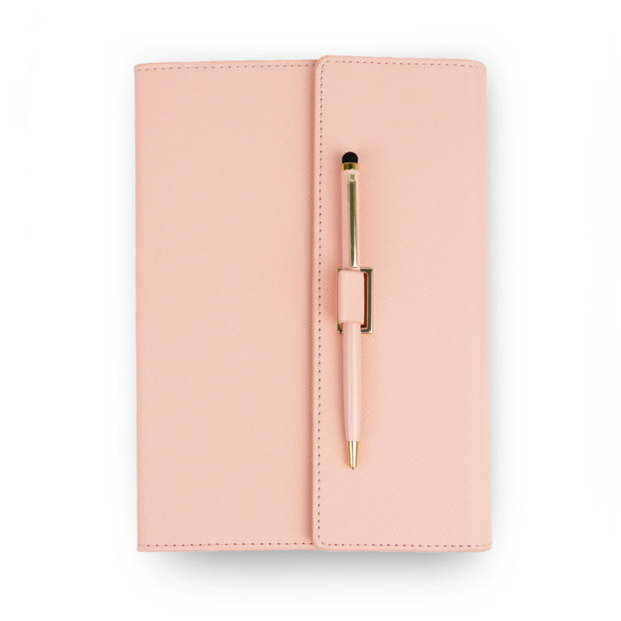 [Custom Name] A5 Saffiano Leather Notebook - Pink