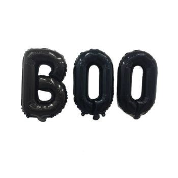 BOO 16 inch letter foil balloons black