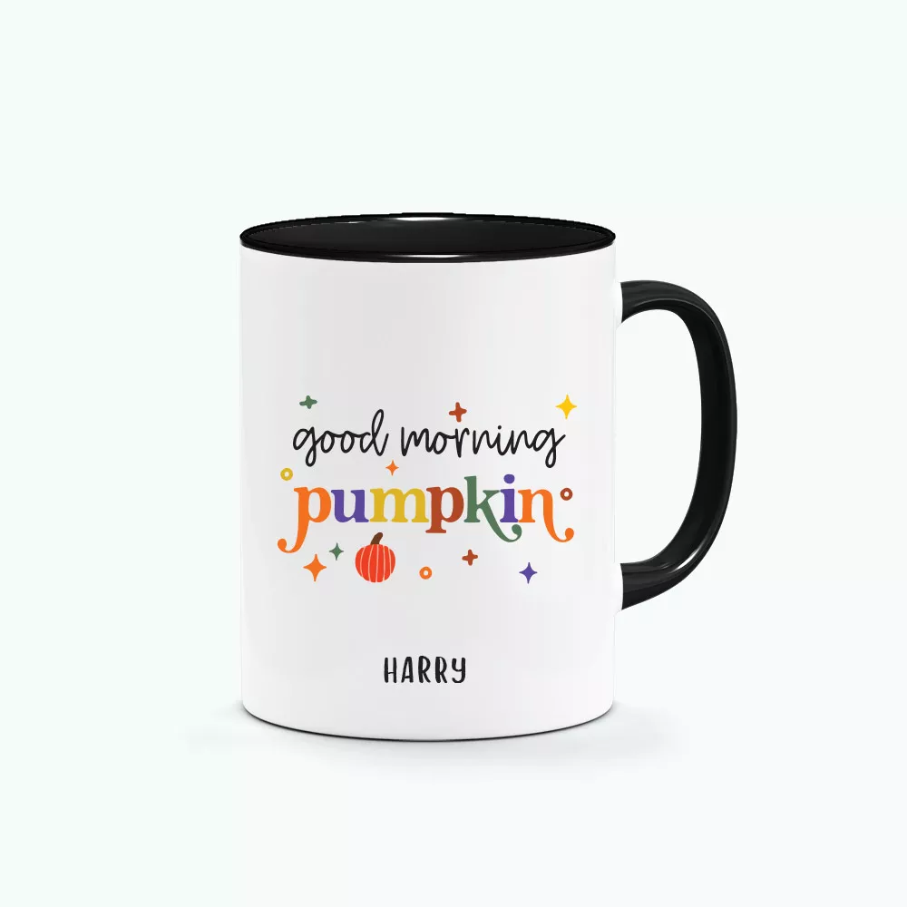 `[CUSTOM NAME] Printed Mug - good morning pumpkin design