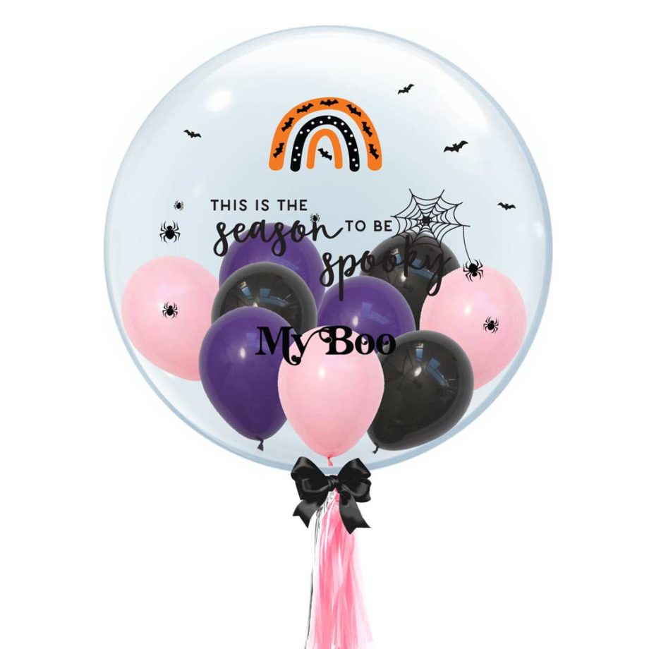 Halloween Collection 24 inch Custom Name Bubble Balloon Halloween Rainbow Design