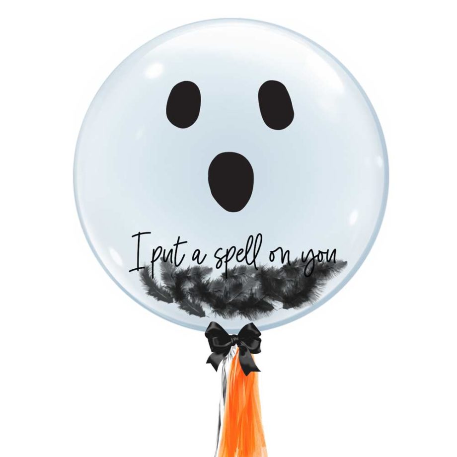 Halloween Collection 24 inch Custom Name Bubble Balloon Halloween Ghost Face Design