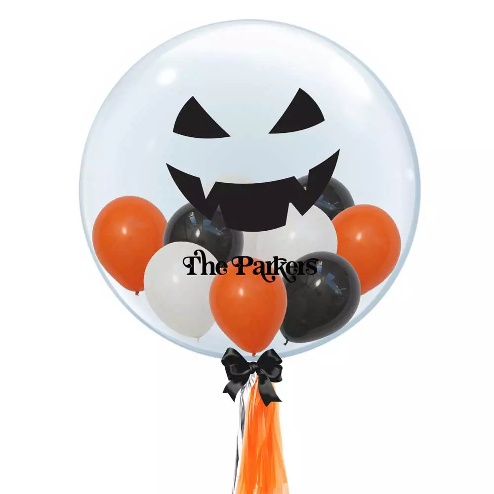 Halloween Collection 24 inch Custom Name Bubble Balloon Halloween Pumpkin Face Design