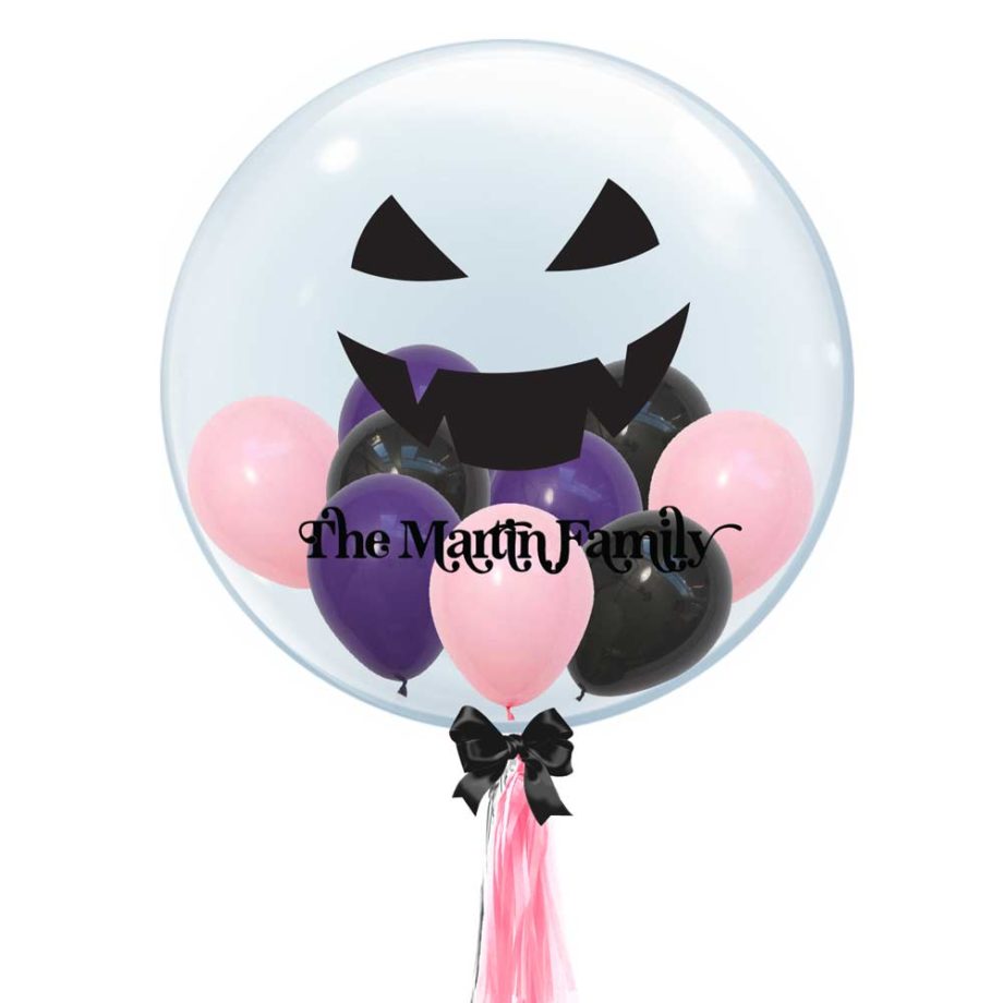 Halloween Collection 24 inch Custom Name Bubble Balloon Halloween Pumpkin Face Design