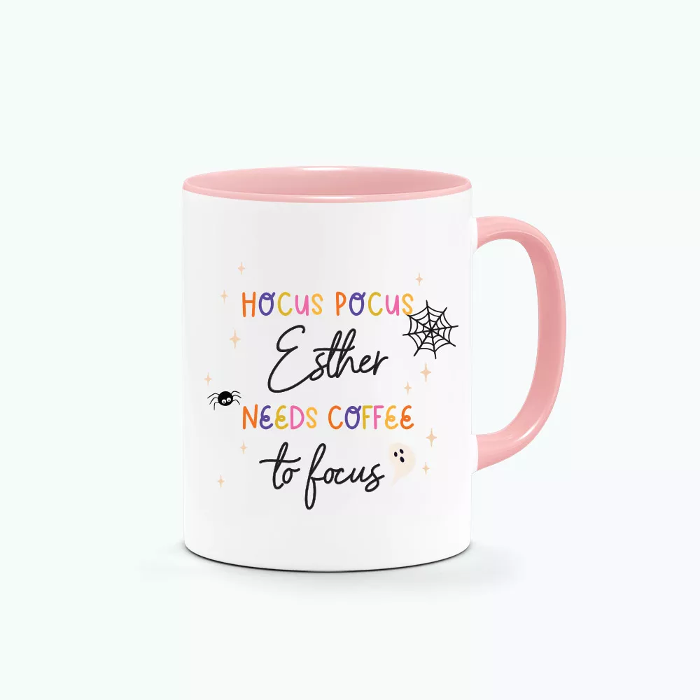 `[CUSTOM NAME] Printed Mug - Hocus Pocus Need Coffee to focus design