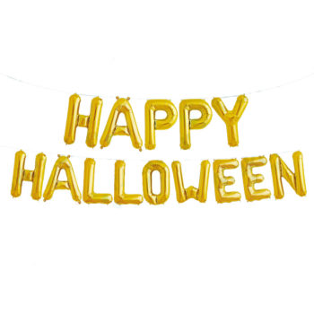 HAPPY HALLOWEEN 16 inch letter foil balloons gold