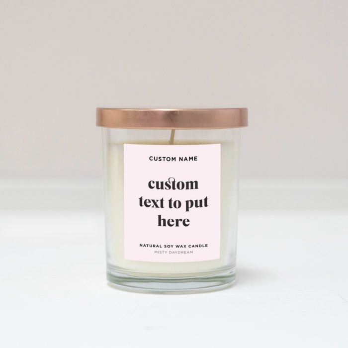 Custom Text Natural Soy Wax Scented Candle