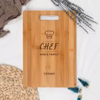 Custom Name Custom Subtext Christmas Gift Engraved Wooden Cutting Board - Chef Design