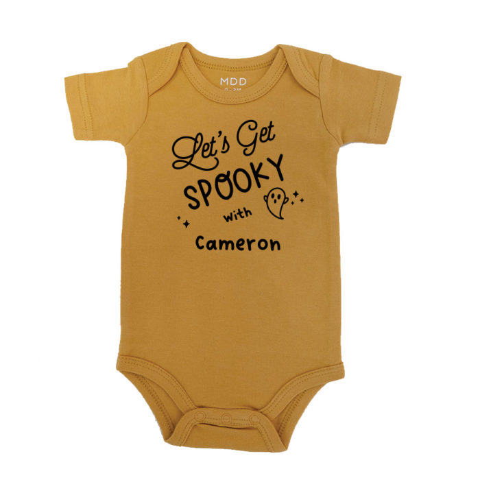 Halloween Theme Custom Name Baby Bodysuit onesie - Let's get spooky