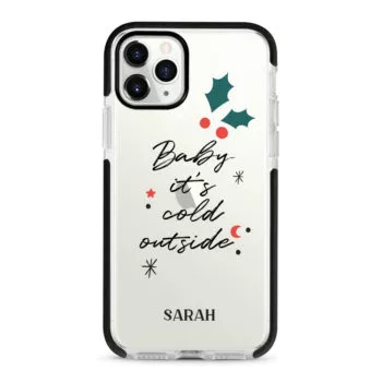 Custom name Christmas Gift Personalized Graphic print iphone case Baby it's cold outside Black borde