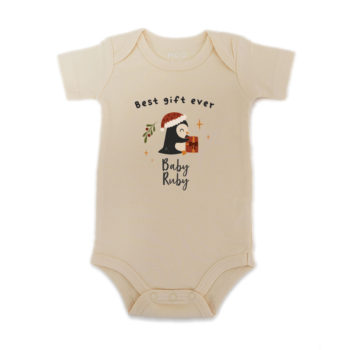 Custom name Christmas Gift Personalized Baby Bodysuit Best gift ever design ivory