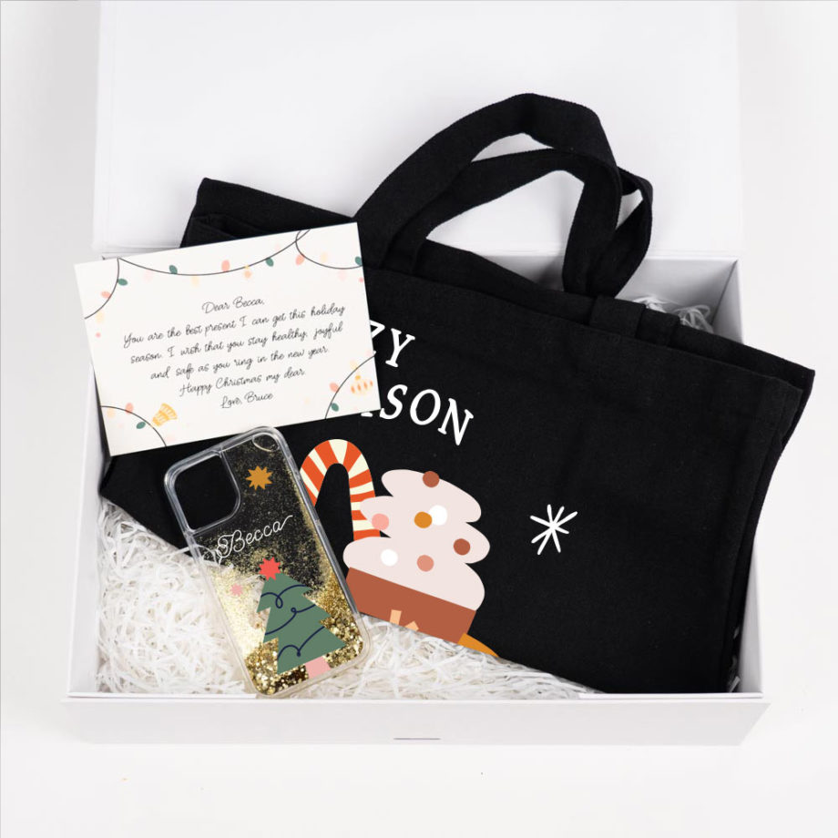 Christmas Trendy Box - Gift Box, Tote Bag, Personalised Phone Case, Gift Card