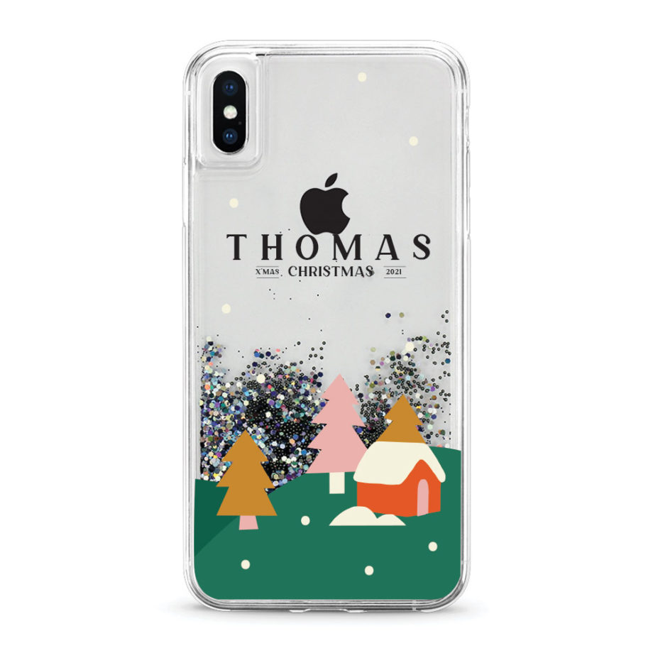 Custom name Christmas Gift Personalized Graphic print iphone case Christmas wonderland glitter black