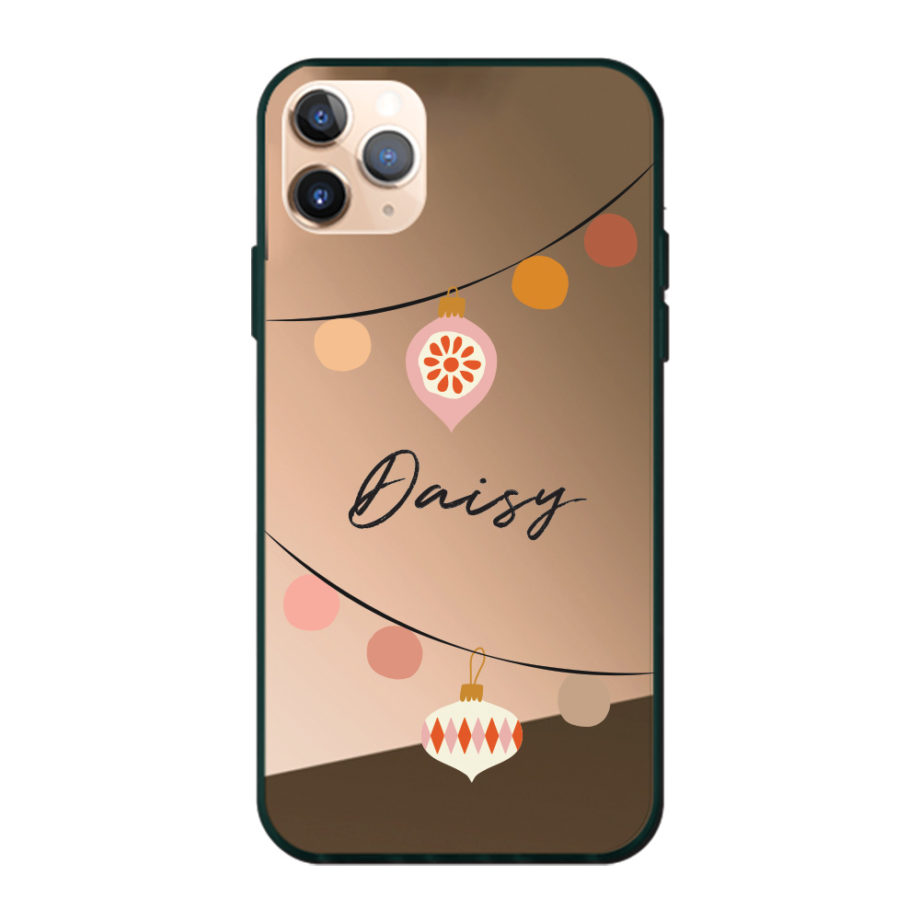 Custom name Christmas Gift Personalized Graphic print iphone case Festive lights design bronze