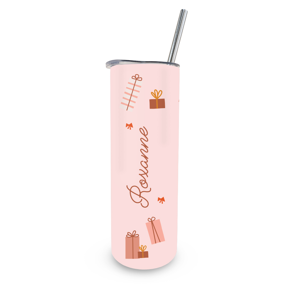 Custom name Christmas Gift Stainless steel Tumbler Gifts and Bows Design