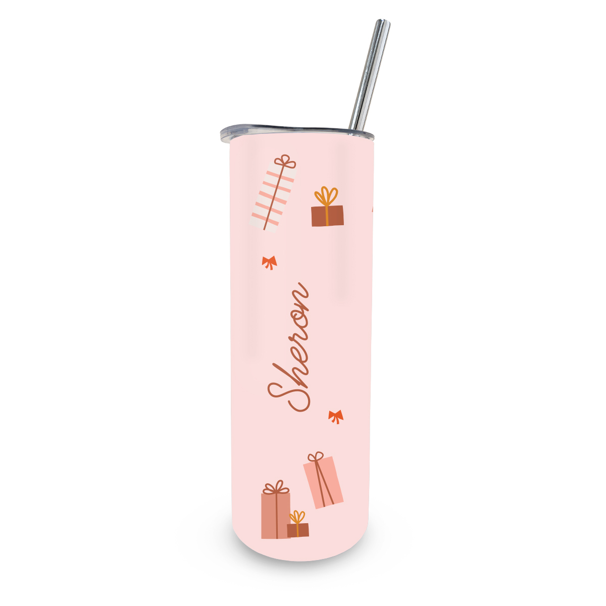 Custom name Christmas Gift Stainless steel Tumbler Gifts and Bows Design