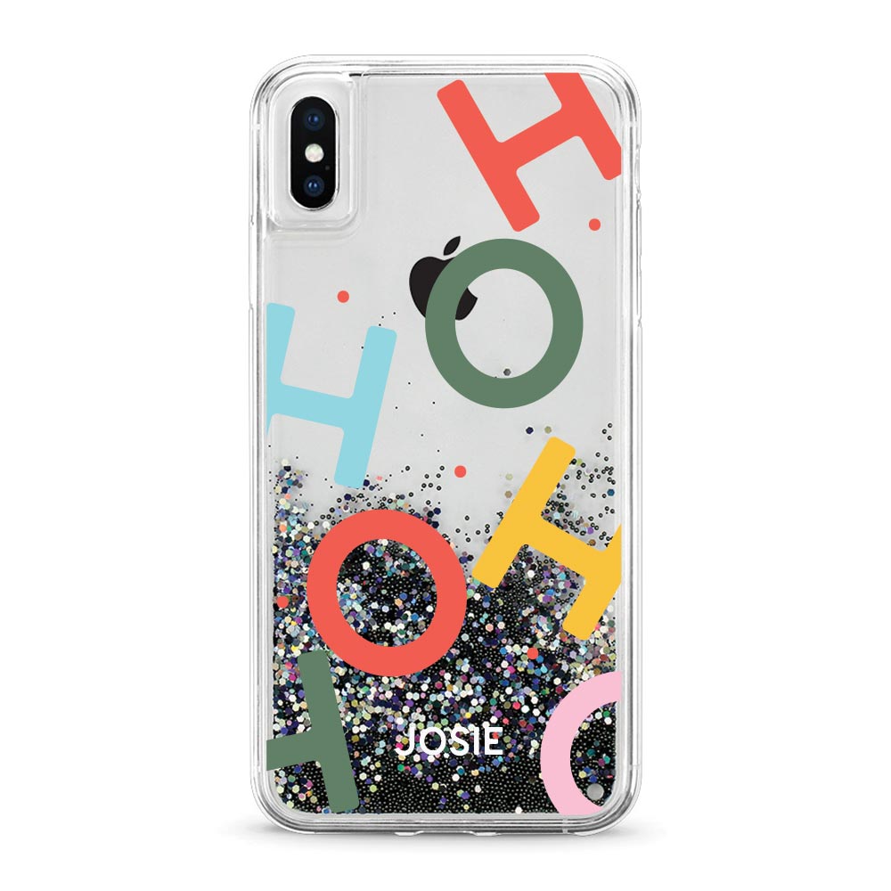 Custom name Christmas Gift Personalized Graphic print iphone case Hohoho design glitter black