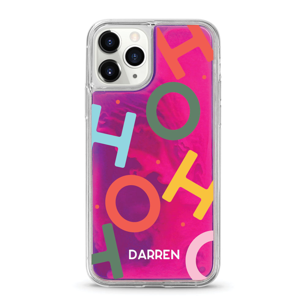 Custom name Christmas Gift Personalized Graphic print iphone case Hohoho design neon pink