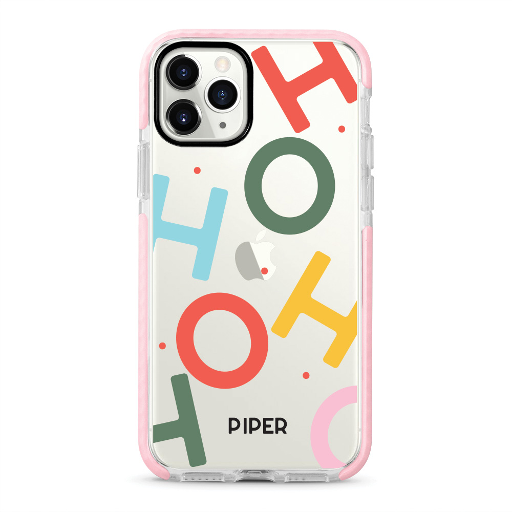 Custom name Christmas Gift Personalized Graphic print iphone case Hohoho design pink border