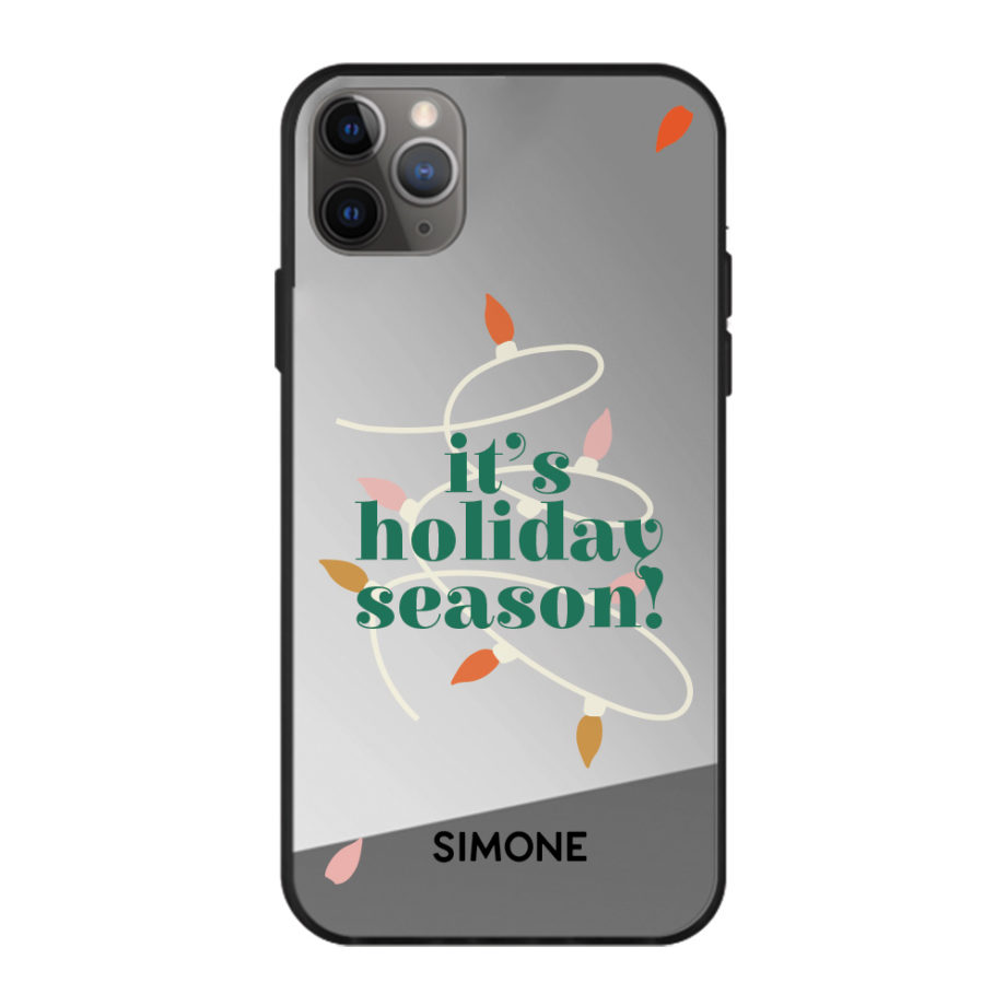 Custom name Christmas Gift Personalized Graphic print iphone case Holiday Season Design silver