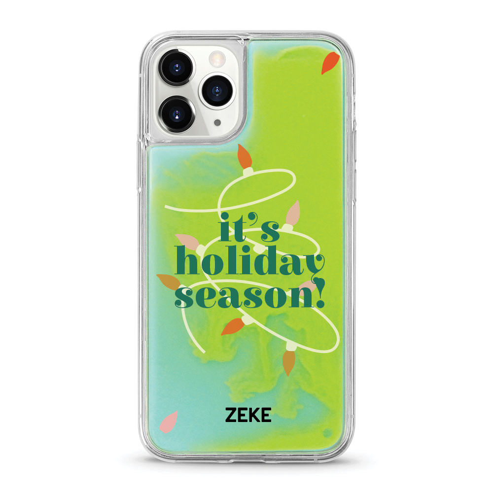 Custom name Christmas Gift Personalized Graphic print iphone case Holiday Season Design neon yellow green