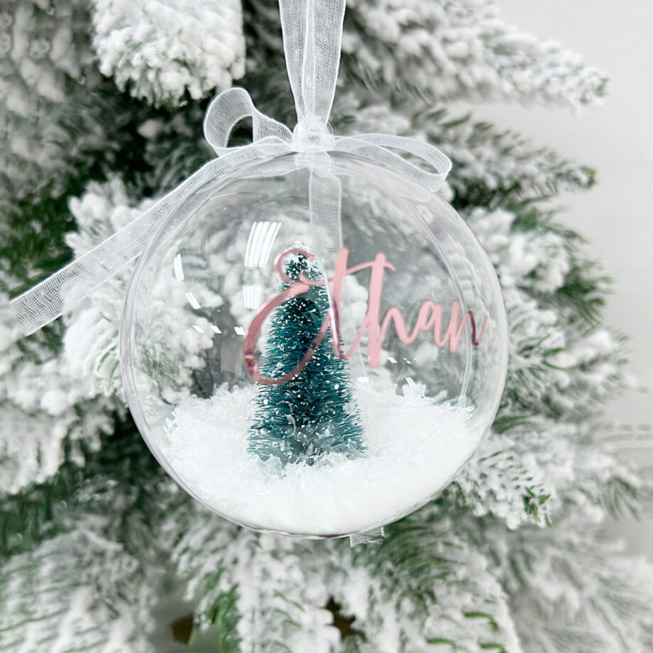 Custom Name Christmas Bauble with Christmas tree ornament