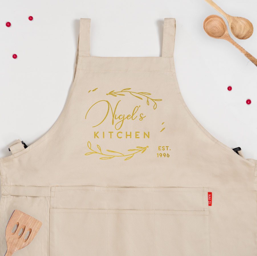 Custom name custom year Christmas Gift personalized apron - my kitchen design cream