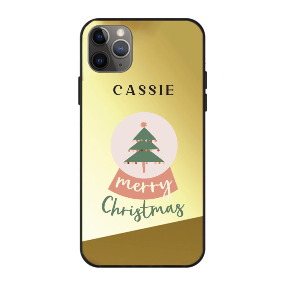 Custom name Christmas Gift Personalized Graphic print iphone case Snow globe gold