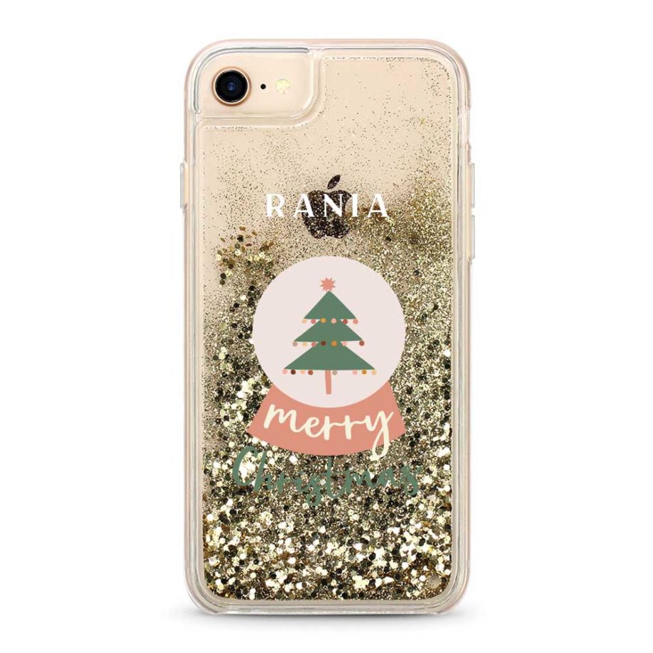 Custom name Christmas Gift Personalized Graphic print iphone case Snow globe glitter gold
