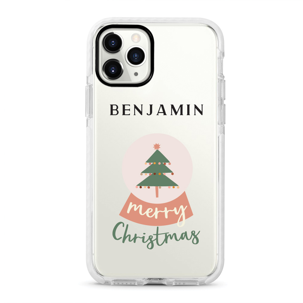 Custom name Christmas Gift Personalized Graphic print iphone case Snow globe white border