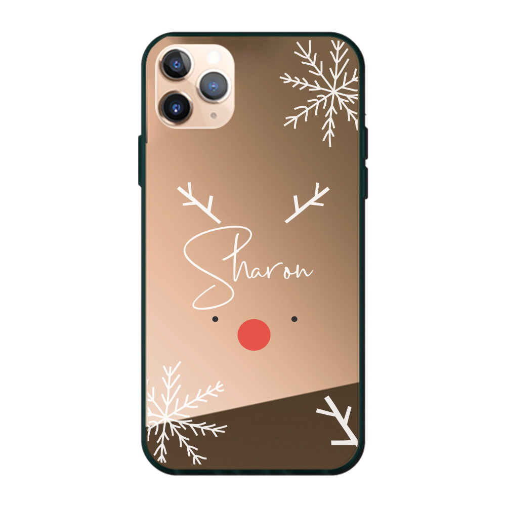 Custom name Christmas Gift Personalized Graphic print iphone case Snowy Rudolph bronze