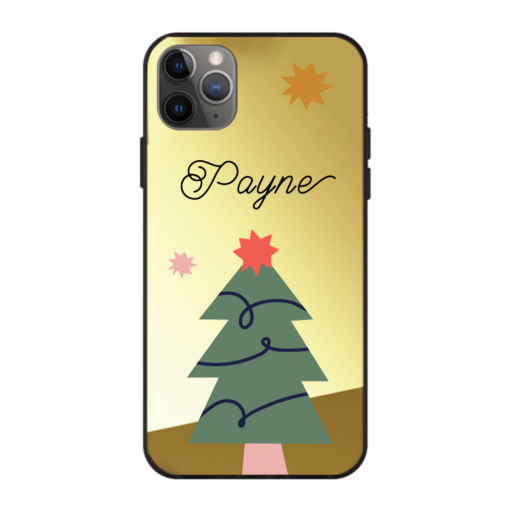 Custom name Christmas Gift Personalized Graphic print iphone case Starry Tree design gold