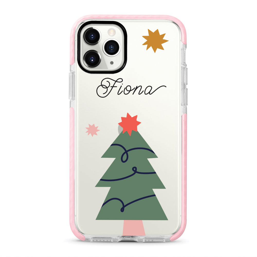 Custom name Christmas Gift Personalized Graphic print iphone case Starry Tree pink border