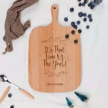 Custom Subtext Christmas Gift Engraved Wooden Cutting Board - Time of the year Design