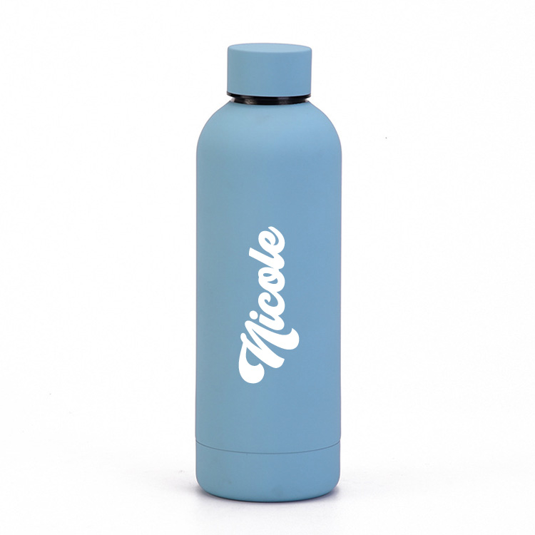 Custom Name Luxe Matte Finish Insulated Stainless Steel Bottle - Cornflower Blue