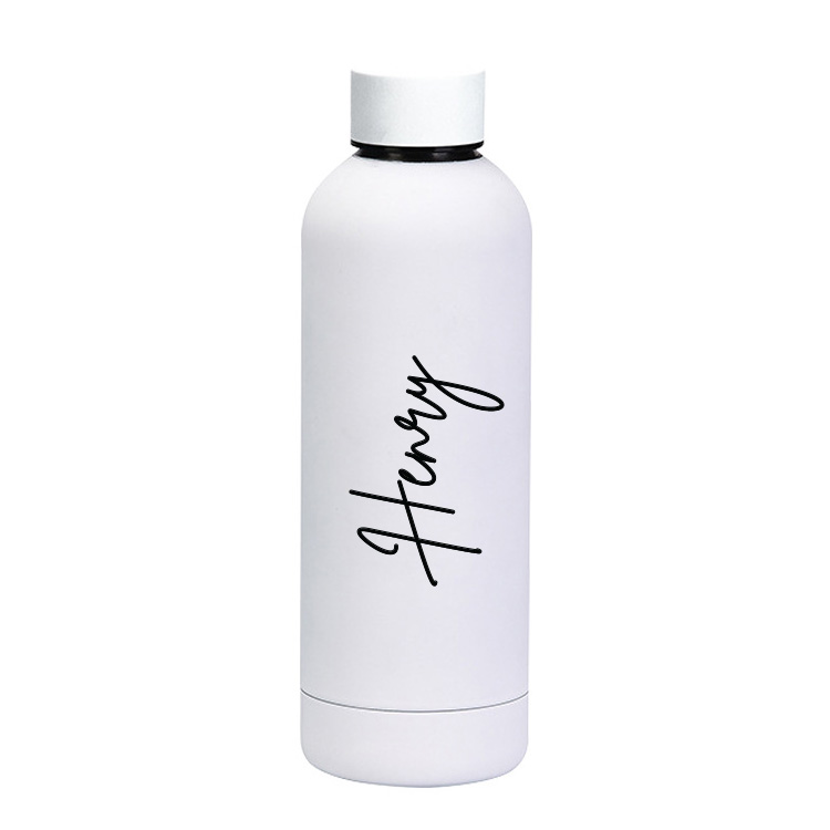Custom Name Luxe Matte Finish Insulated Stainless Steel Bottle - White