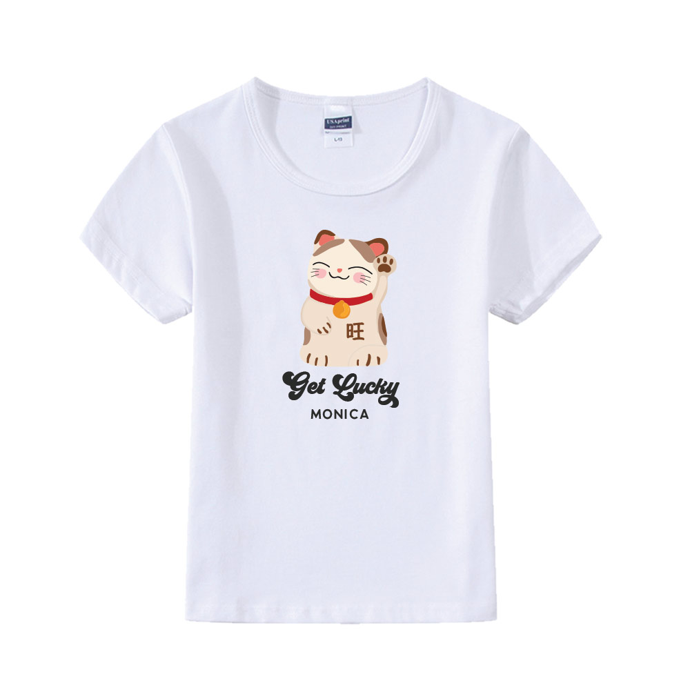 'CNY Collection Baby Onesie/ T-shirt - [Custom Name] Get Lucky Cat Design
